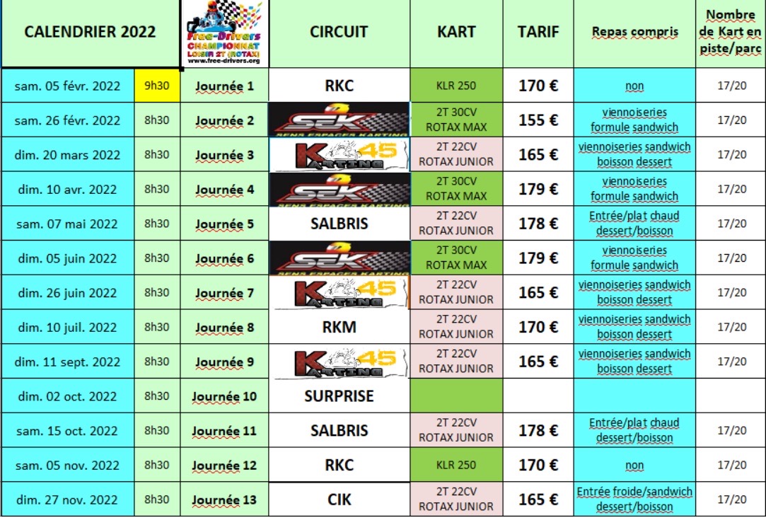 Calendrier FD 2022